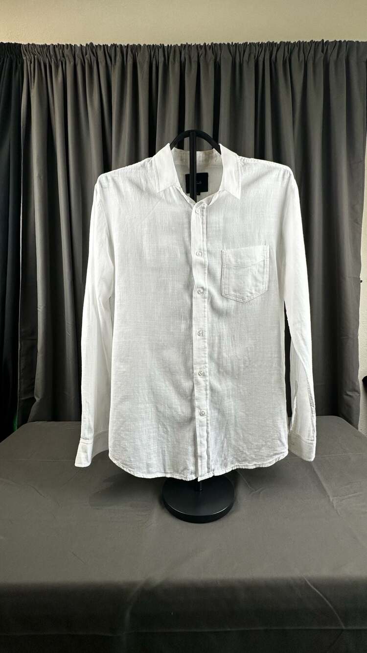 Rails Wyatt Shirt Size Large White Cotton Long Sleeve Button-Up